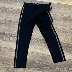 Shinestar Black Skinny Leggings with Side Silver Accents L